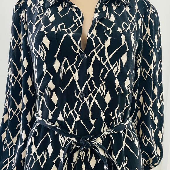 ZARA BLACK PRINTED SHIRT DRESS SIZE MEDIUM - Picture 6 of 10